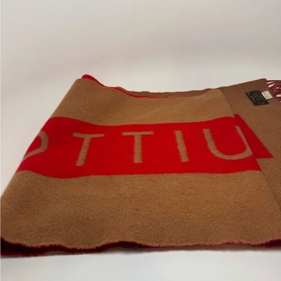 SOLD Louis Vuitton Red & Camel Double Sided 100% Cashmere Winter Scarf Luxury - Picture 8 of 15